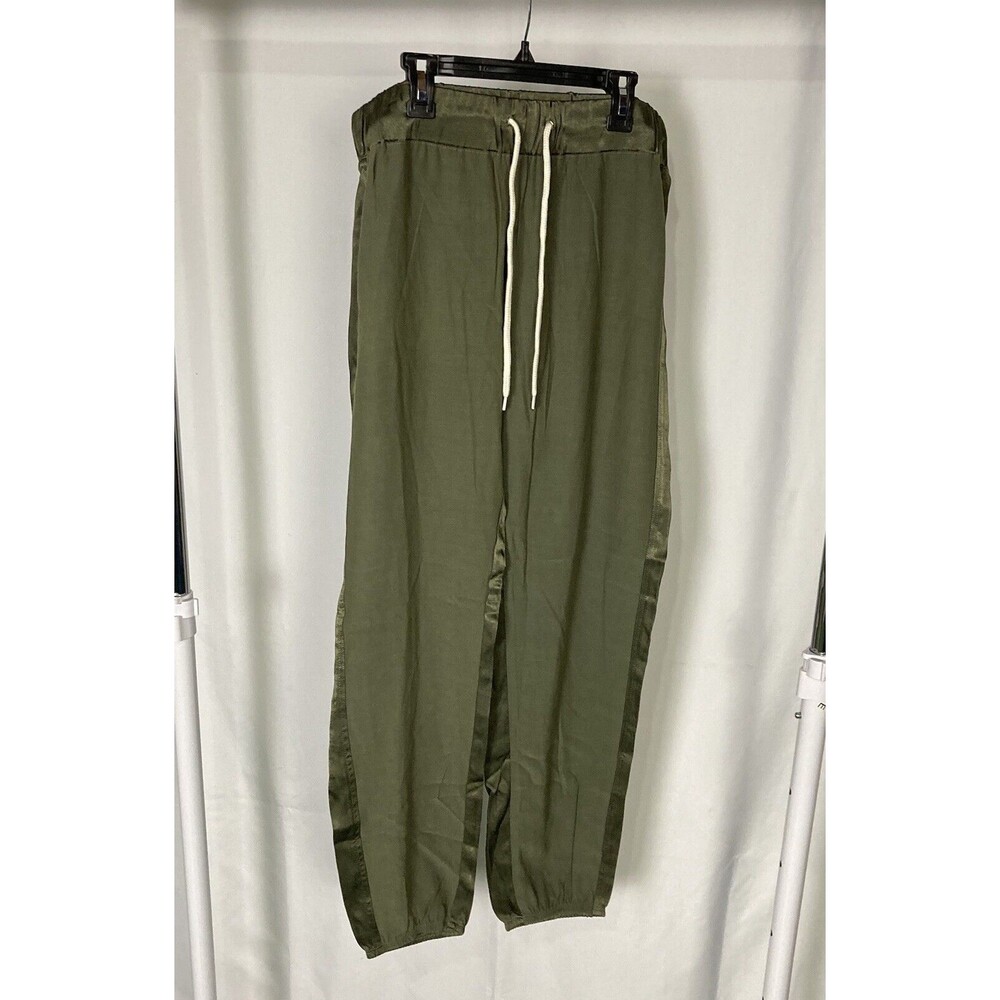 Monrow Olive Green Track Pants with Side Stripe
